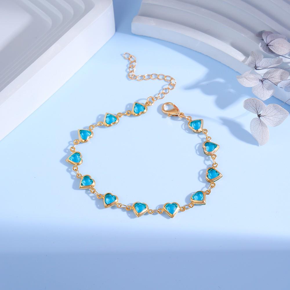 Colorful Heart Beaded Bracelet - Women's Sweet, Heart-Shaped Niche Design