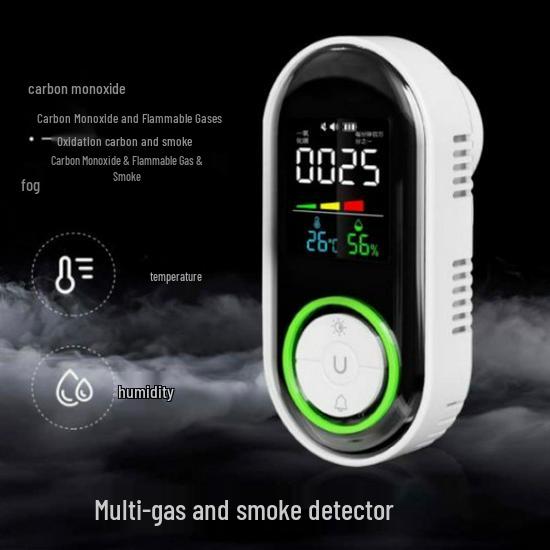 Home & RV CO Detector with Temperature, Humidity, Smoke, and Gas Monitoring
