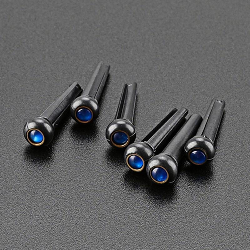 6 Pcs Acoustic Guitar Bridge Pins with Abalone Dot Guitar Replacement Part Various Style Bridge Pins Use for Folk Guitar