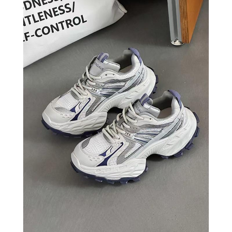 

Leather fashion summer mesh breathable platform running sneakers women s niche original height-increasing casual dad shoes 40