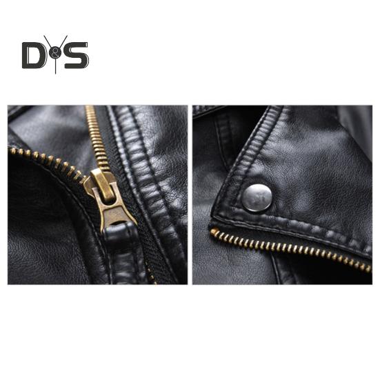 Women Spring Fall Coat Faux Leather Turn-down Collar Zipper Pockets Windproof Zip-up Solid Color Plus Size Long Sleeves Motorcycle Jacket
