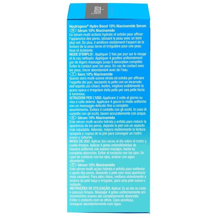 Neutrogena Sérum Hydro Boost 10% Niacinamide flacon pipette compte-goutte 30 ml