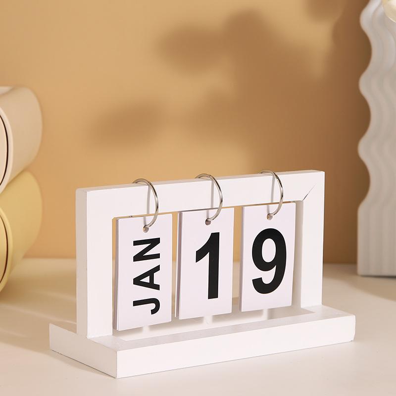 1PC Wooden Flip Calendar Desk Calendar Home Decoration Living Room Porch Office Desktop Wine Cabinet Decoration
