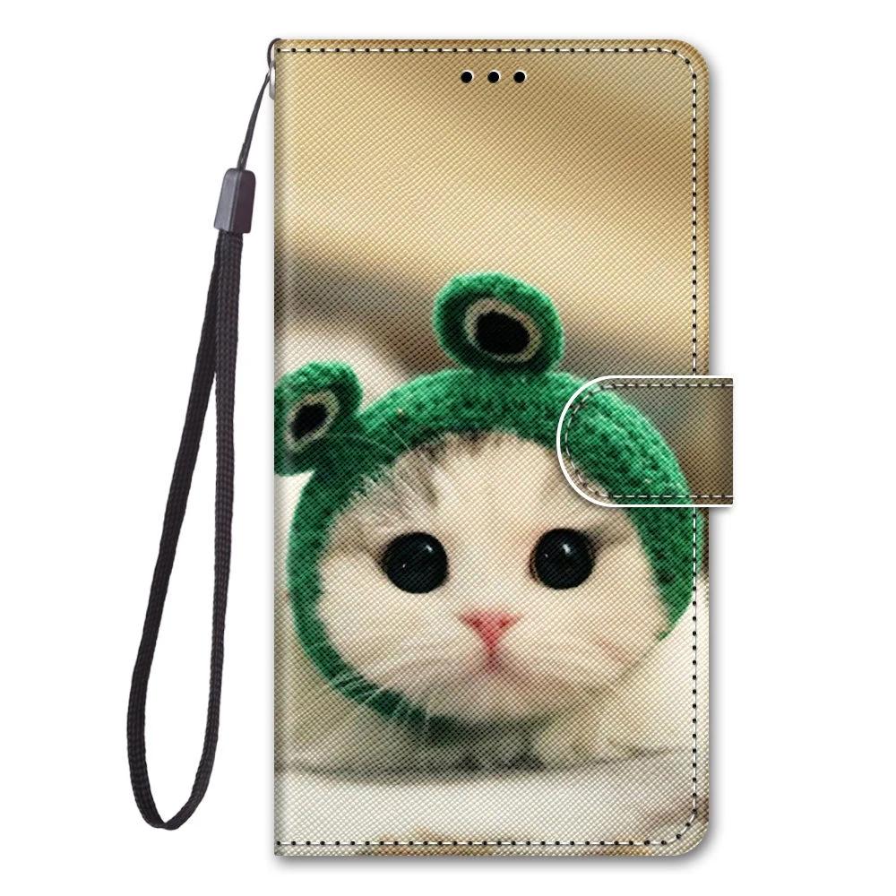 Leather Flip Phone Case For iPhone 11 XR X XS 7 8 SE 2020 SE 2022 Lion Cat Flower Painted Wallet Card Holder Back Cover