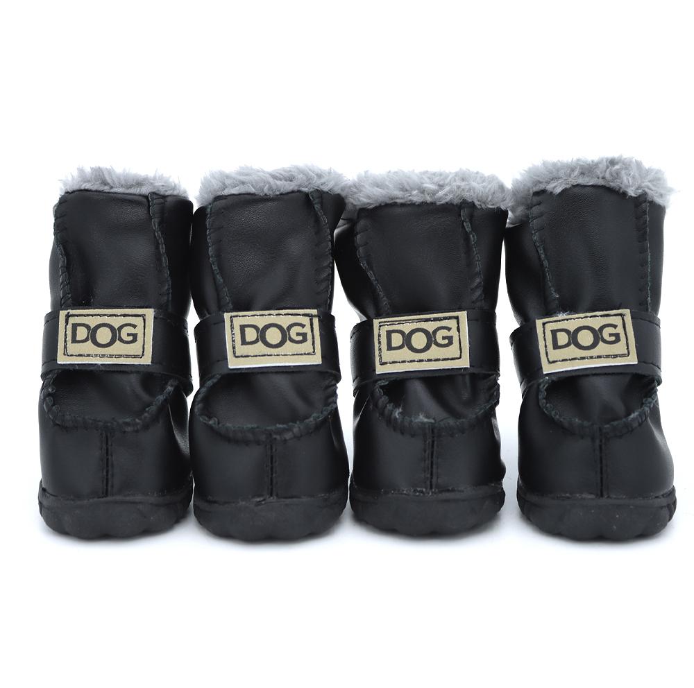 

Зимняя обувь для маленьких собак Теплые ботинки для питомцев на меху для маленьких собак Водонепроницаемая обувь для щенков для чихуахуа бульдога Снежные кожаные ботинки XS-1 чёрный
