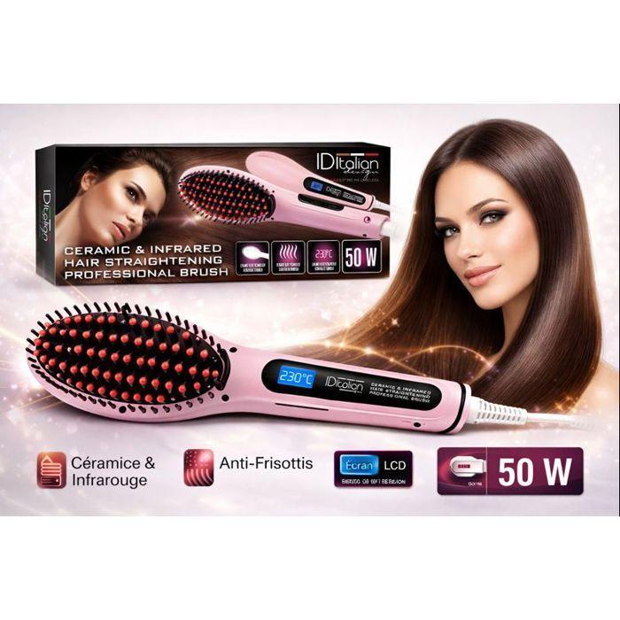 Professionelle Glättbürste Keramik & Infrarot – LCD-Bildschirm – Anti-Frizz – Schnelle Aufheizung – 50 W