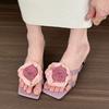 Fashion Designer Flower High Heels Women Slippers Bead Heeled Sandals Woman Shoes Summer 2025 Trend Fashion Pumps Elegant Mujer Zapatos