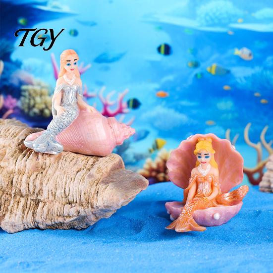 Waterproof Resin Crafts Mini Mermaid Figurine, Shell Couch Ornament, Mediterranean Style Fairy Home Tabletop Soft Furnishings Garden Accessory