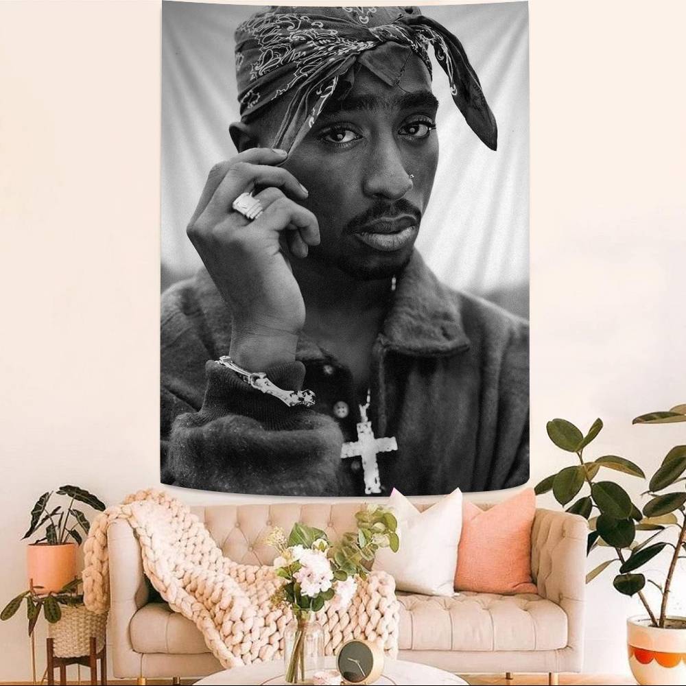 Rapper TTupac SShakur Cartoon Tapestry Art Science Fiction Room Home Decor Wall Hanging Sheets