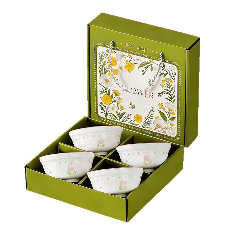 Tulip Ceramic Tableware Set: Includes Bowl, Plate, and Spoon for Housewarming or Wedding Gift.