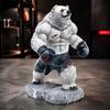 Bear Desktop Ornament Resin Boxing Figurine, Muscle Statue for Desk Decor, Brown White Sculpture Office and Home Display Animal Figurine