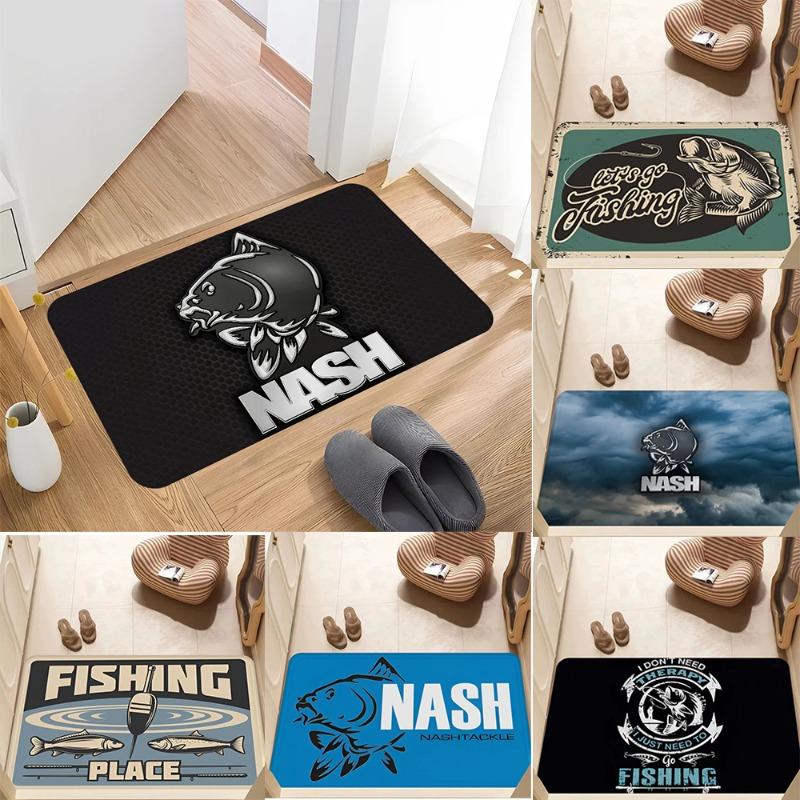 Nash Fishing Logo Floor Mat Bathroom Mat Kids Room Bedroom Decoration Balcony Anti-Slip Doormat Living Room Bedside Area Rugs