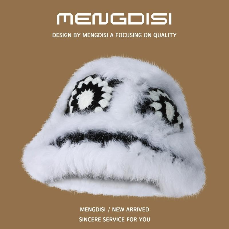 Rabbit Fur Lion Hat Autumn and Winter Atmosphere Versatile Face Small Bucket Fluffy Basin Hat Warm Plush Bucket Hat