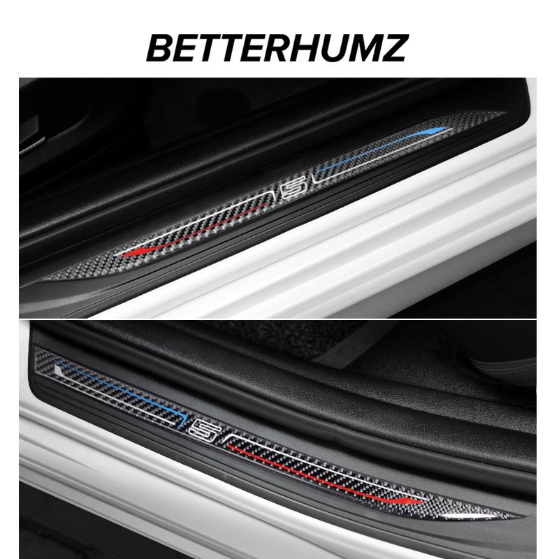 For BMW F10 F18 Series 5 Carbon Fiber Car Door Sills Anti-Scuff Stickers Threshold Trim Strips Welcome Pedal Protect Accessories Ydbn48