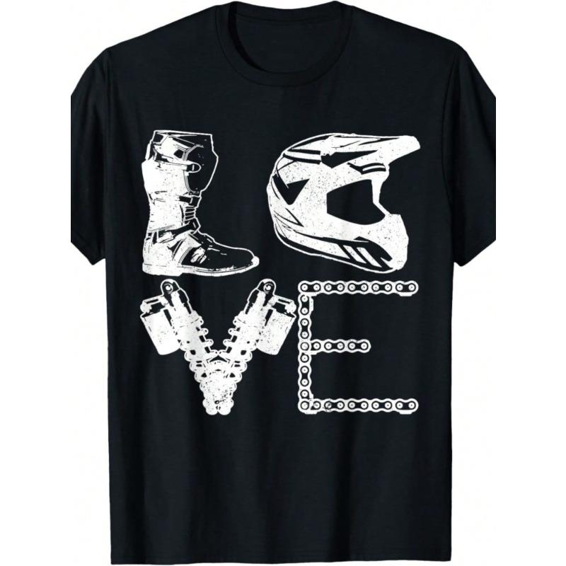 

European sizes Men s Dirt Bike Motocross MX Enduro T-Shirt - Sleeve & Round Neck Biker with Bike Decals - Casual Motorcycle Riding Apparel Gift 4XL чорний
