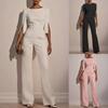 women's Pearl Embellished 3/4 Sleeve Solid Color Slim Fit Straight Leg Jumpsuit Evening Party Romper