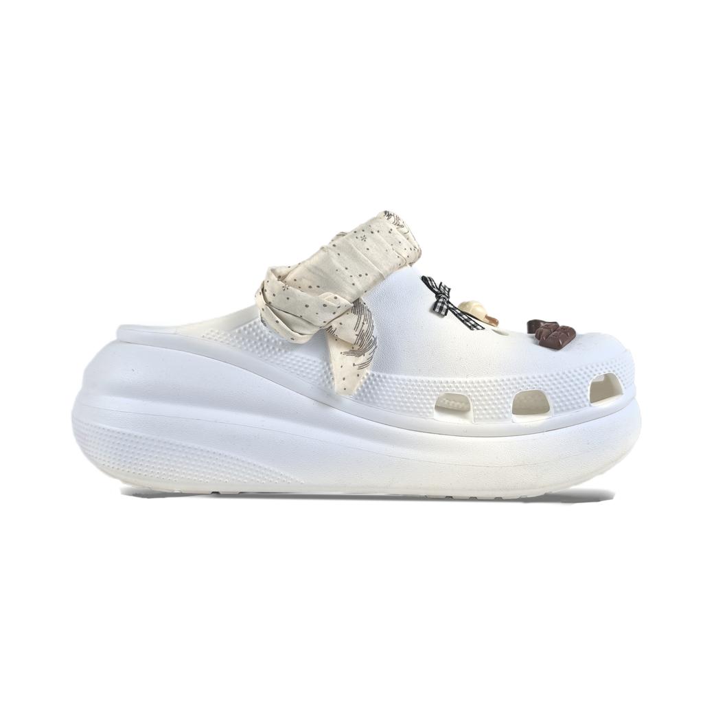 Crocs Crush Clog EVA Hand-Painted Graffiti Home & Out Simple Comfortable & Versatile Hole Shoes Unisex White
