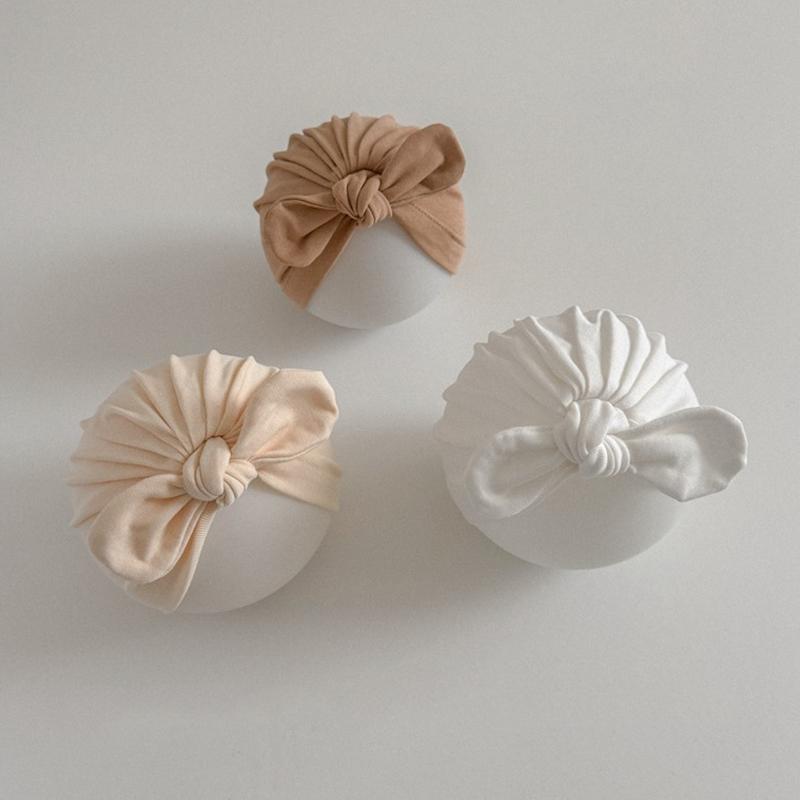 Solid Color Baby Turban Hat Cute Cartoon Bunny Ears Infant Indian Cap Spring Autumn Cotton Toddler Girls Boys Beanies Headwrap