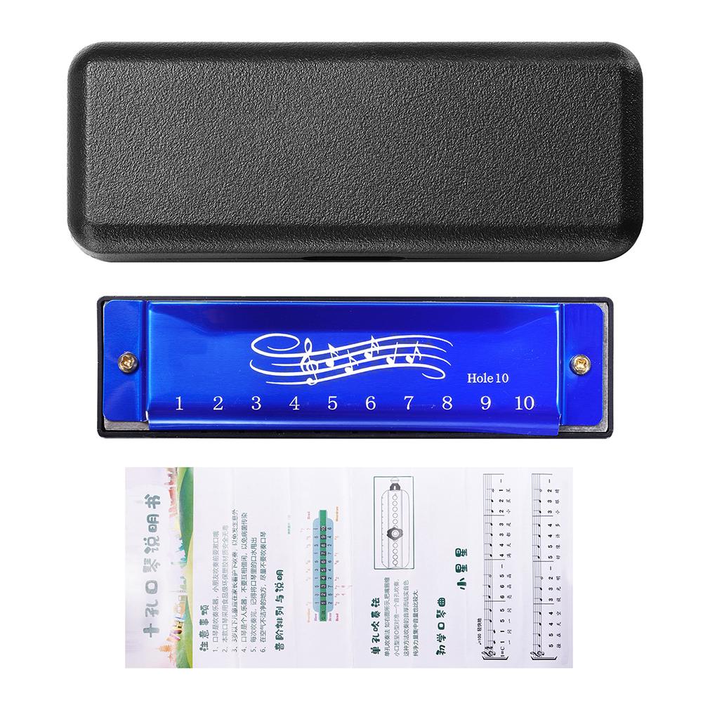 10 Hole 20 Tone Harmonica Early Educational Mini Harmonica Music Instrument Toys Easy Learning with Case for Beginner Students