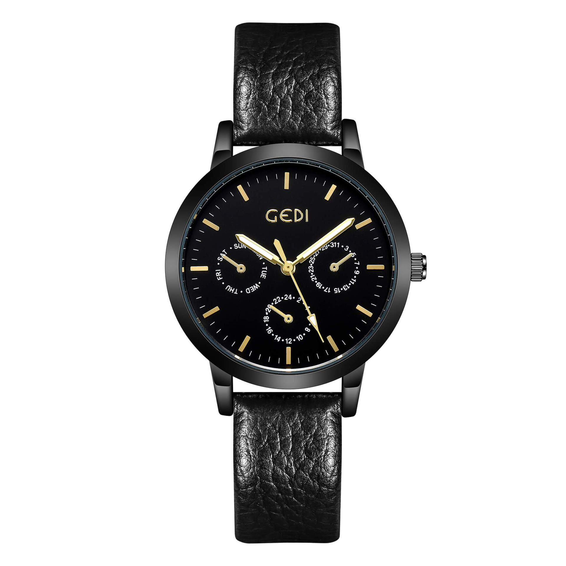 Business Style Belt Quartz Watch, Gender-Free High-Value Classic Three-Eye Waterproof Watch