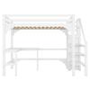 Bunk Bed 140x200 Cm, Children's Bed with L-shaped Desk, Open Wardrobe, Storage Ladder, and Side Rails, Made of Pine Wood Without Mattress