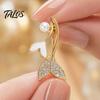 Alloy Brooch for Women Pearl Fishtail Pin, Strong Buckle Design, Sturdy Electroplated Fashion Accessory Finish Brooch, Marine Style Coats Shirts Bags