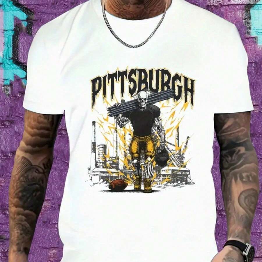 

Unisex s Pittsburgh Football Skull Graphic T-Shir S