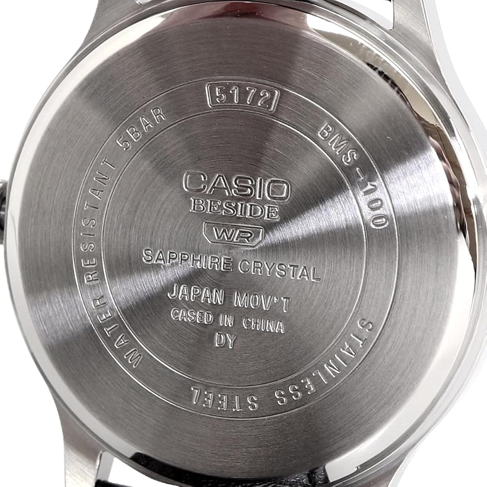 Casio Beside Quartz Men's Watch Sapphire Glass BMS-100D-7AV Stainless Steel Band 24-Hour Display Silver