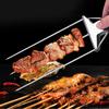 3-Prong BBQ Skewers Set Stainless Steel Grill Skewers with Push Slider Bar Dishwasher Safe Three-Prong Kabob Sticks for Meat Veggies Shrimp