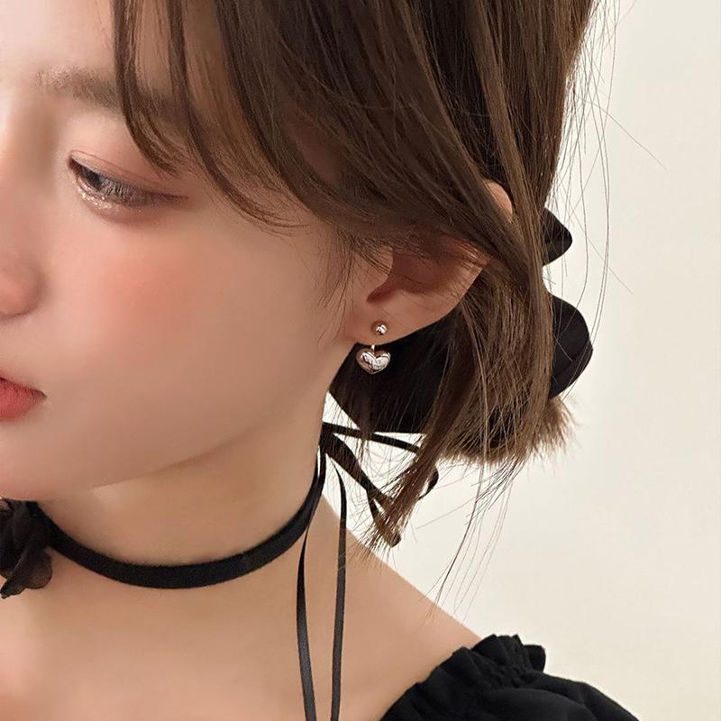 

ANENJERY Silvery Heart Earrings for Women Girls Sweet Cool Personality Simple Jewelry Wholesale Party Gifts серебряный