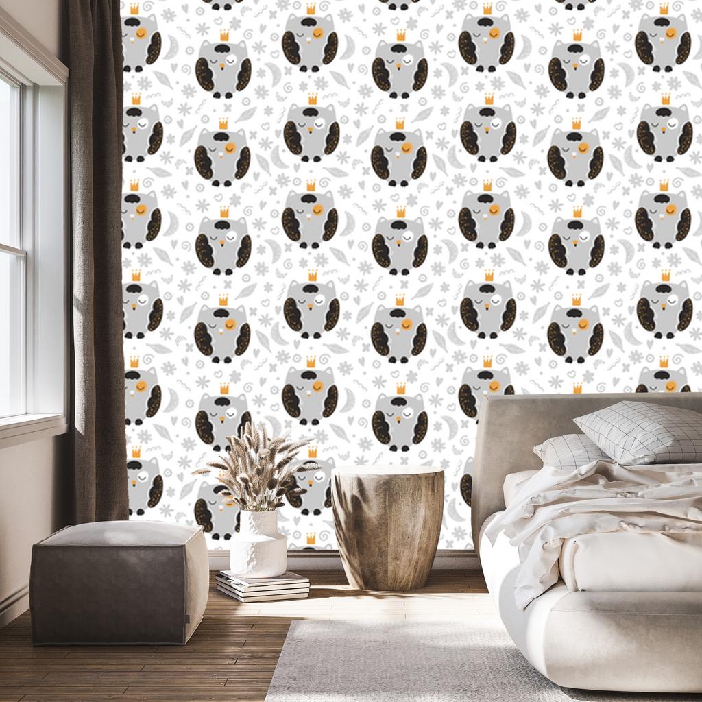 Owls in Crowns Wallpaper for Living Room and Bedroom 50x1000