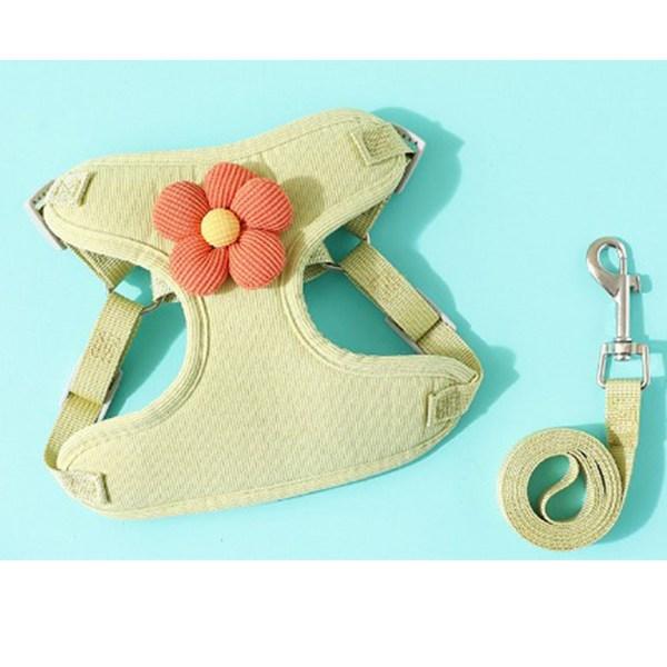 Gold Pet Flower Harness Leader Set [A0039], Green, 2 Pieces