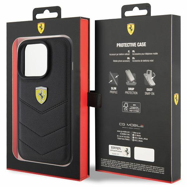 Ferrari Fehcp15Lrduk Iphone 15 Pro 6.1 Czarny/Black Hardcase Quilted Metal Logo