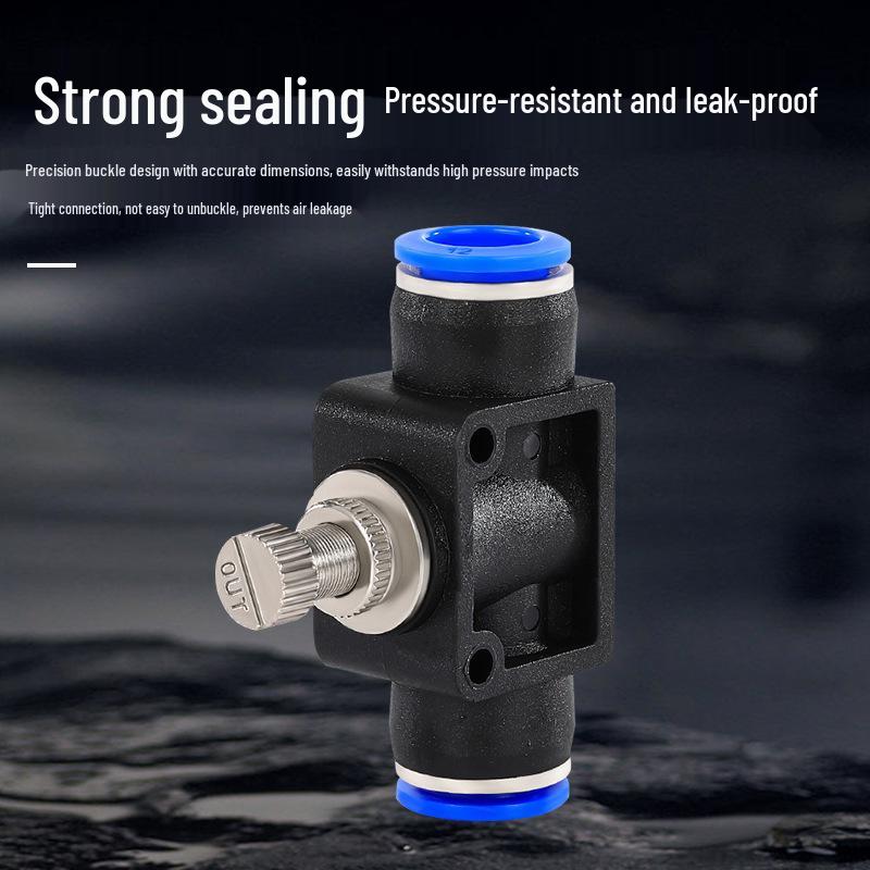 Pneumatic Air Hose Connector: Quick Push-In Throttle Valve (4-12mm) Flow Regulator