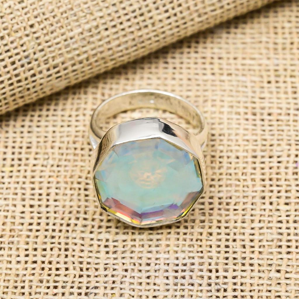 Mystic Topaz Gemstone Jewelry 925 Sterling Silver Jewelry Dazzling Ring Gift For Love