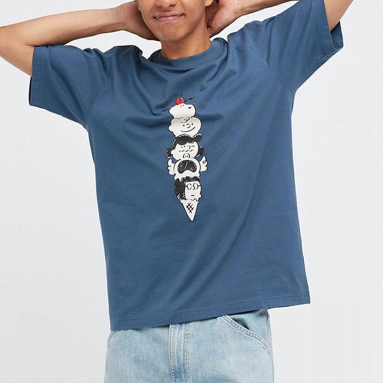 Uniqlo X Peanuts Cartoon T-Shirt Unisex T-Shirts Royal-Blue 452505-65