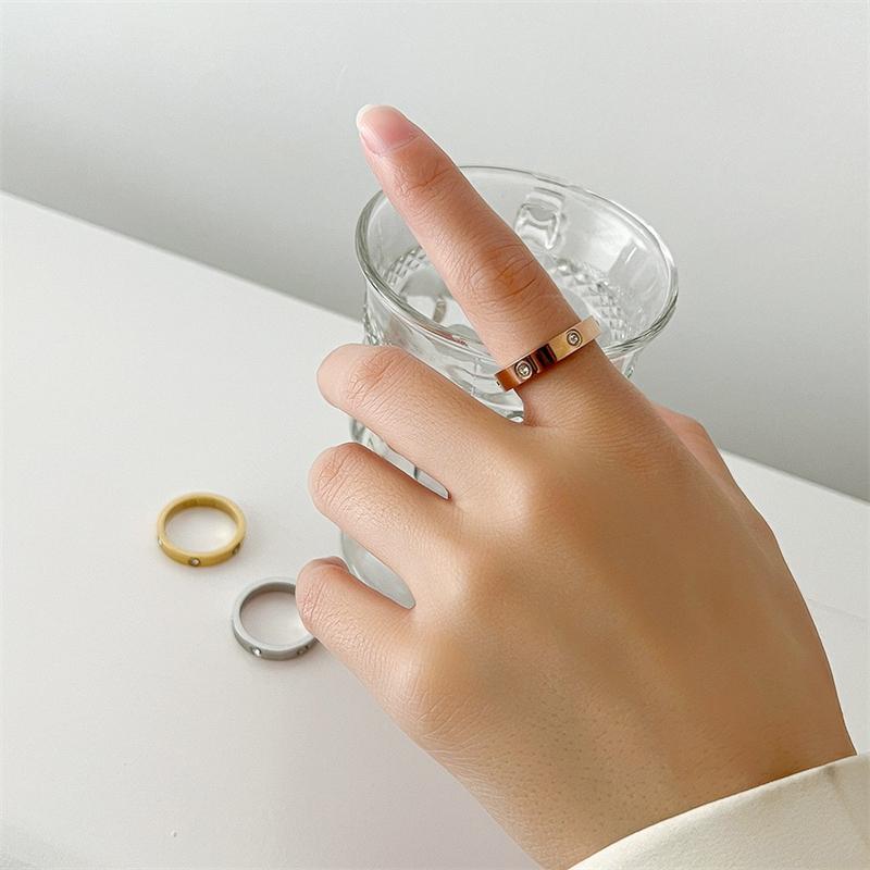Modering für Paare aus Edelstahl in Roségold, Titanstahl Paar Zirkonring, Luxusschmuck für Damen und Herren, Hochzeitsgeschenke
