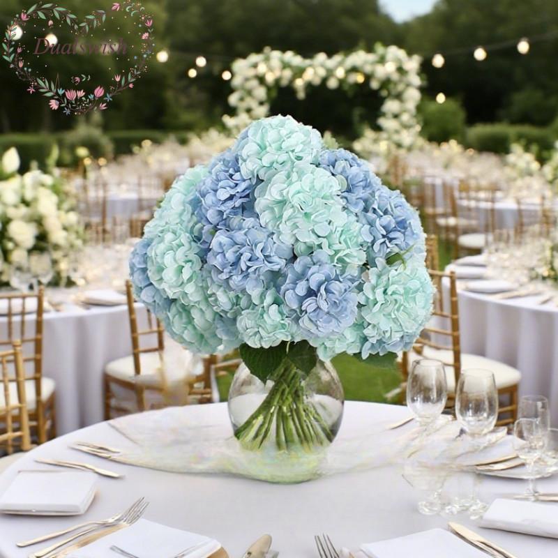 27Heads 30cm Artificial Hydrangea Bouquets Fake Flowers Bridal Bridesmaid Holding Flowers Photograph Props Wedding Party Garden Home Decoration