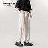 MMOPTOP Herren Drapierende Knitterarme Freizeithose mit geradem Bein 7723