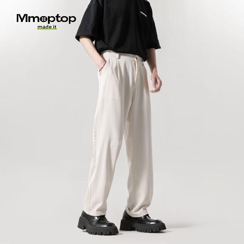 MMOPTOP Herren Drapierende Knitterarme Freizeithose mit geradem Bein 7723