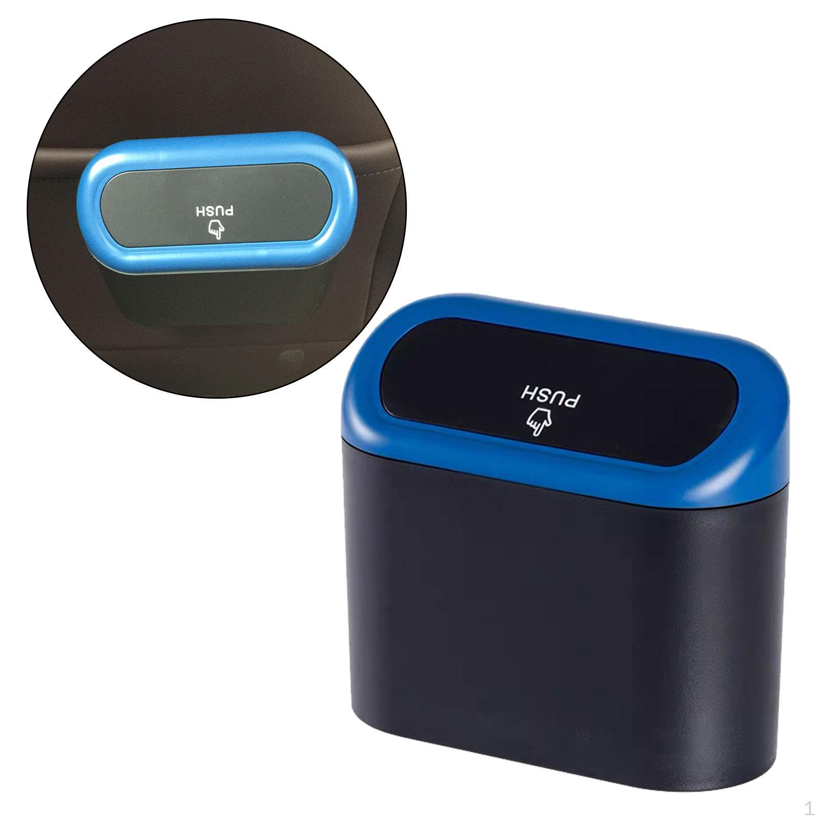 

Trash Can with Lid, Container Portable Waterproof Garbage Bin for Desktop Auto Holder синий