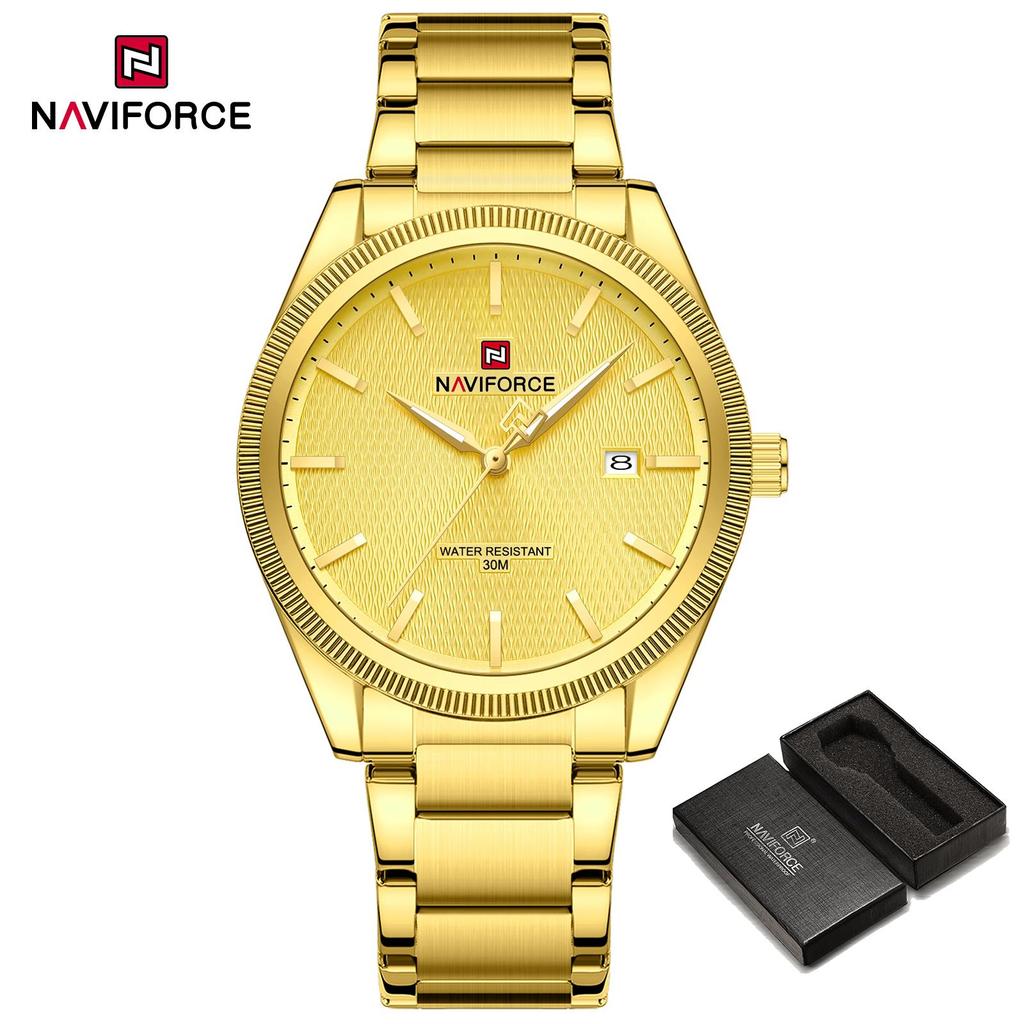 Naviforce Original Simple Men Watch Calendar Quartz Movement Luminous Pointer Waterproof 3ATM Stainless Steel Strap Men Watch NF9276S