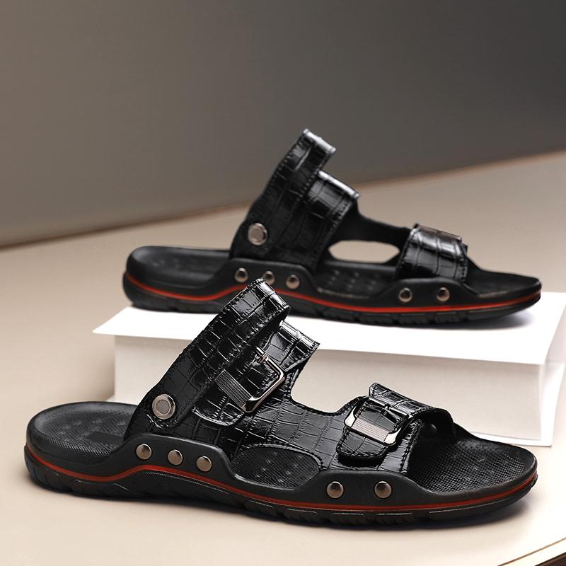 

Мужские новые летние сандалии с открытым носком, модная пляжная обувь, тапочки, противоскользящие пляжные сандалии на воздушной подушке, мужские сандалии 48 чёрный