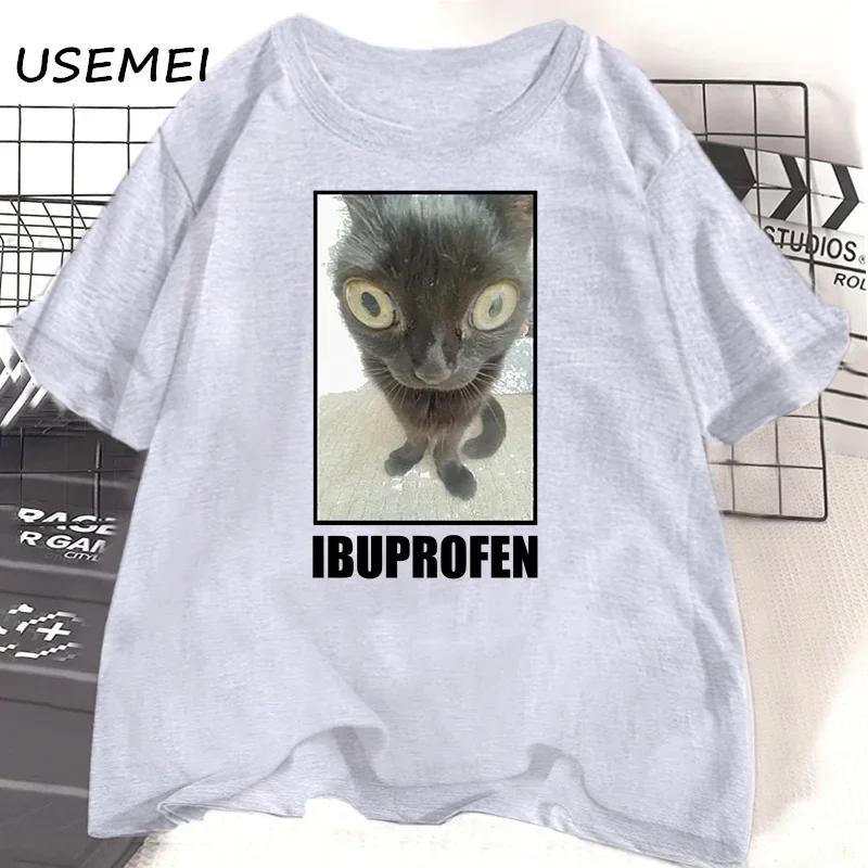 Funny Cat Ibuprofen Graphic T Shirts Unisex Unisex Cotton Tee Clothing Creativity Short Sleeve Fashion Casual Loose Tops Streetwear