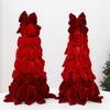 Red Christmas Tree Decoration Soft Velvety Layered Bowknot Tabletop Ornament for Holiday Tabletop Shelves and Mantels Indoor Display