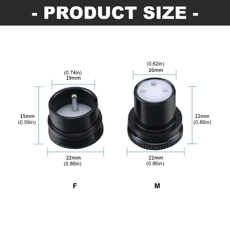 Lightweight Rhodium Coated Male Female XLR Cap Protectors Ensures Signal Stability and Oxidation Resistance