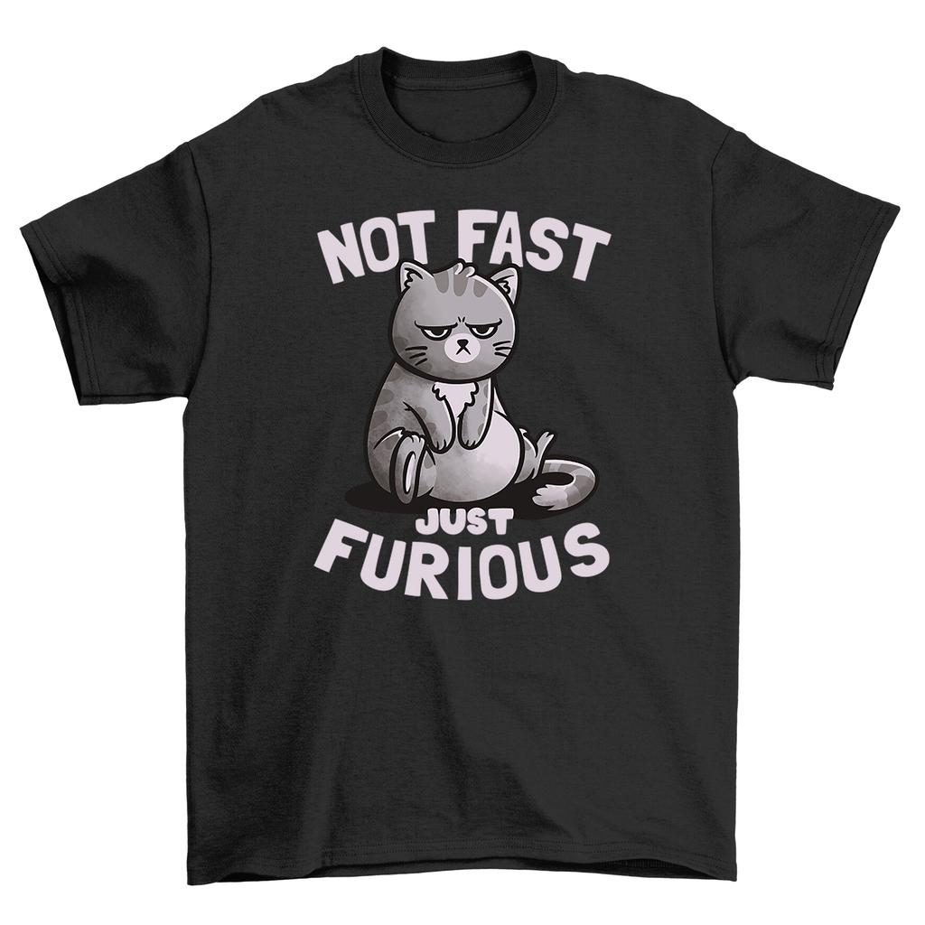 Not Fast Just Furious Cat T-Shirt Mens Womens Tees Top - Purr-fectly Hilarious! Unleash the Fur-ociou