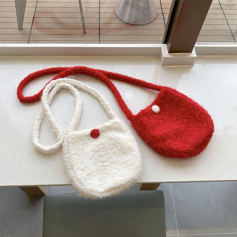 Soft Women Bucket Bag Sweet Winter Shoulder Bag Fashion Plush Crossbody Bag  Travel