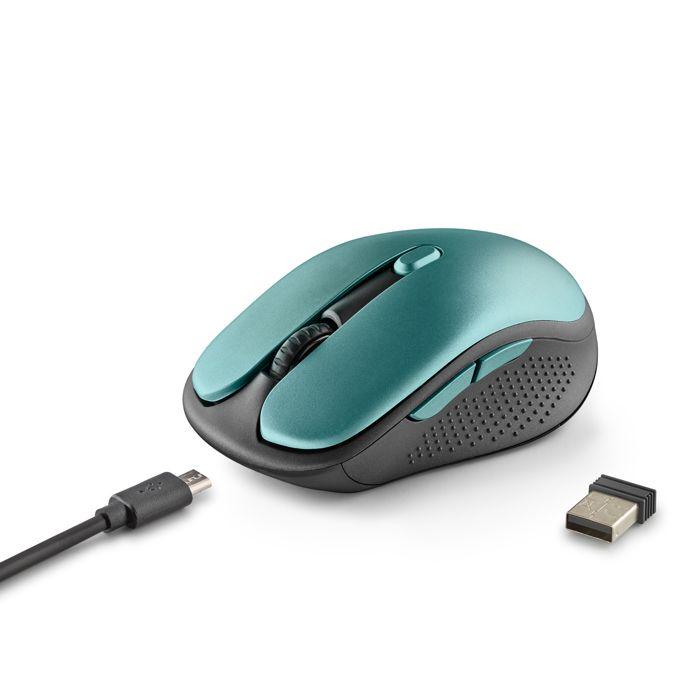 NGS EVO RUST ICE - Souris Sans Fil Rechargeable 2,4GHz,Touches Silencieuses,3 Niveaux de Résolution, Conçue pour les Droitiers, Bleu