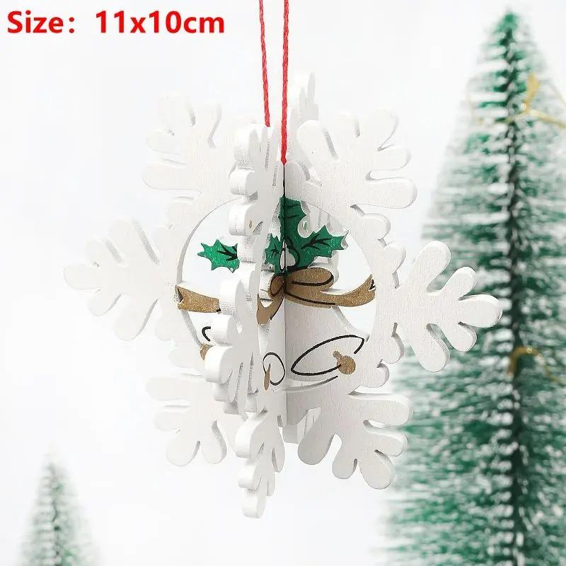10CM 3D Wooden Five-Pointed Star Bell Pendant Christmas Tree Hanging Decoration for Home Decor Party Happy New Year 2026 Navidad